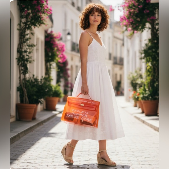 Hermes Handbags - HERMES Vinyl Kelly Hand Bag Vinyl Orange